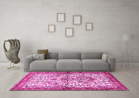 Machine Washable Persian Pink Traditional Rug, wshtr3960pnk