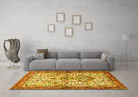 Machine Washable Persian Yellow Traditional Rug, wshtr3960yw