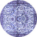 Round Machine Washable Persian Blue Traditional Rug, wshtr3960blu