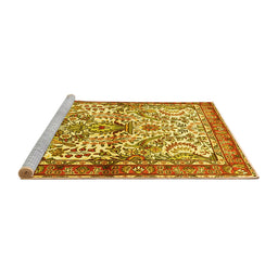 Sideview of Machine Washable Persian Yellow Traditional Rug, wshtr3960yw