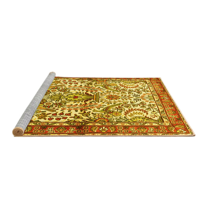 Sideview of Machine Washable Persian Yellow Traditional Rug, wshtr3960yw