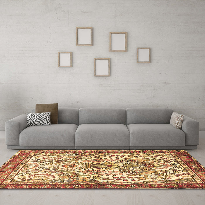 Machine Washable Persian Brown Traditional Rug in a Living Room,, wshtr3960brn