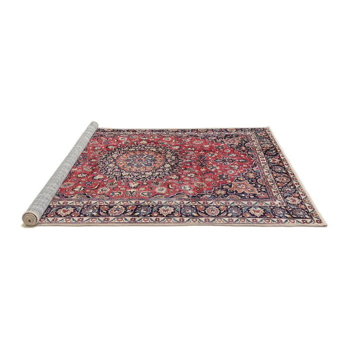 Sideview of Machine Washable Traditional Brown Red Rug, wshtr3961