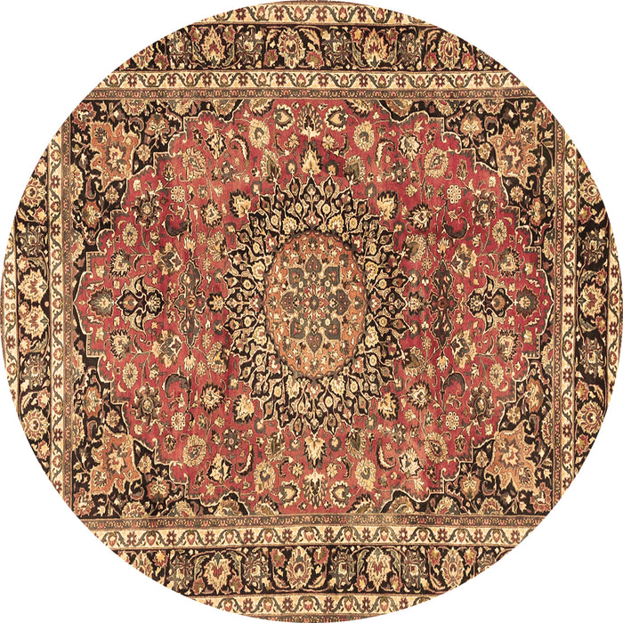 Round Persian Brown Traditional Rug, tr3961brn