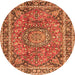 Machine Washable Persian Orange Traditional Area Rugs, wshtr3961org