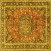 Square Machine Washable Persian Yellow Traditional Rug, wshtr3961yw