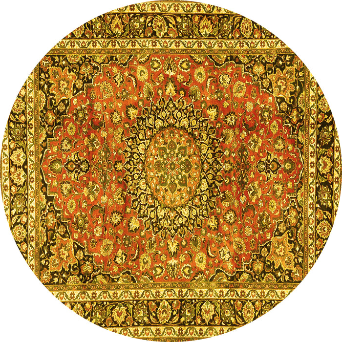 Round Persian Yellow Traditional Rug, tr3961yw