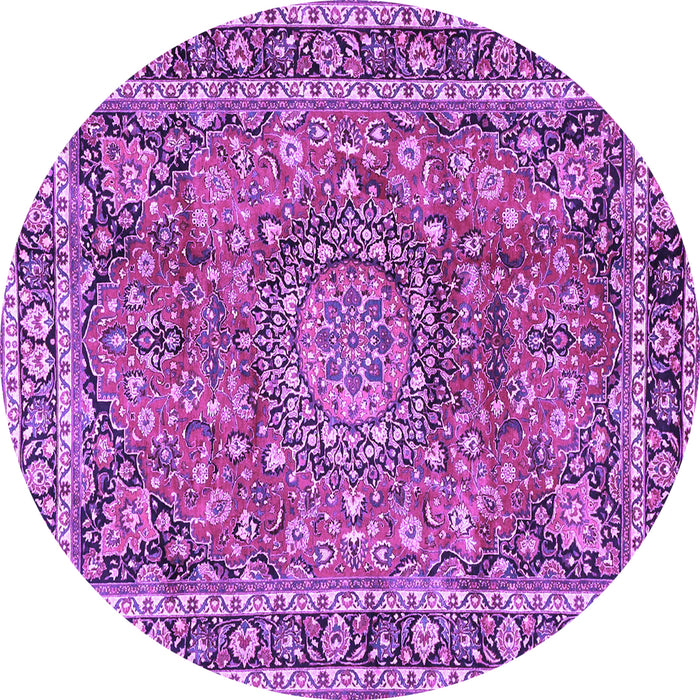 Round Machine Washable Persian Purple Traditional Area Rugs, wshtr3961pur
