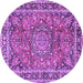 Round Machine Washable Persian Purple Traditional Area Rugs, wshtr3961pur