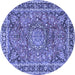 Round Machine Washable Persian Blue Traditional Rug, wshtr3961blu