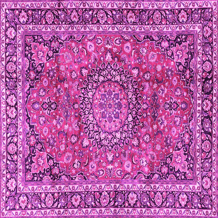 Square Machine Washable Persian Pink Traditional Rug, wshtr3961pnk