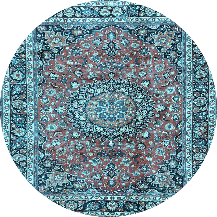 Round Persian Light Blue Traditional Rug, tr3961lblu