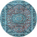 Round Persian Light Blue Traditional Rug, tr3961lblu