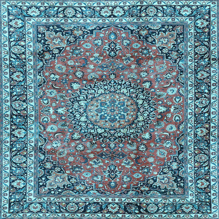 Square Machine Washable Persian Light Blue Traditional Rug, wshtr3961lblu