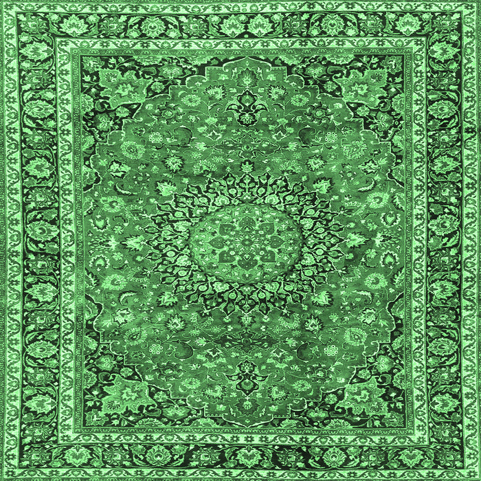 Square Persian Emerald Green Traditional Rug, tr3961emgrn