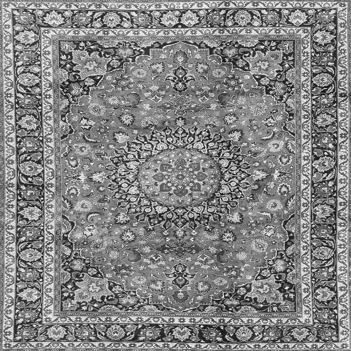 Round Machine Washable Persian Gray Traditional Rug, wshtr3961gry
