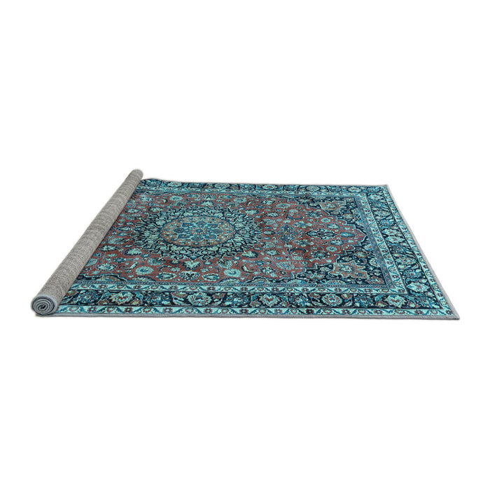 Sideview of Machine Washable Persian Light Blue Traditional Rug, wshtr3961lblu
