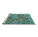 Sideview of Machine Washable Persian Turquoise Traditional Area Rugs, wshtr3961turq