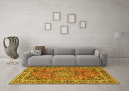 Machine Washable Persian Yellow Traditional Rug in a Living Room, wshtr3961yw