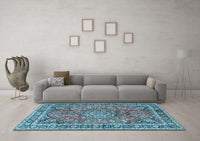 Machine Washable Persian Light Blue Traditional Rug, wshtr3961lblu