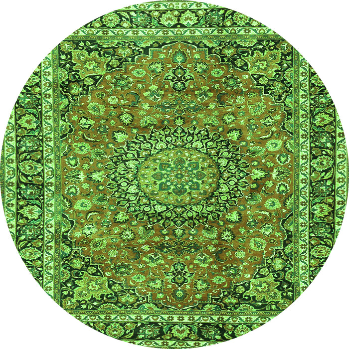Square Persian Green Traditional Rug, tr3961grn