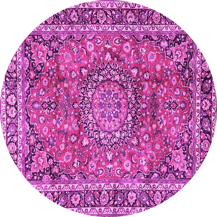 Round Machine Washable Persian Pink Traditional Rug, wshtr3961pnk