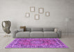 Machine Washable Persian Purple Traditional Area Rugs in a Living Room, wshtr3961pur