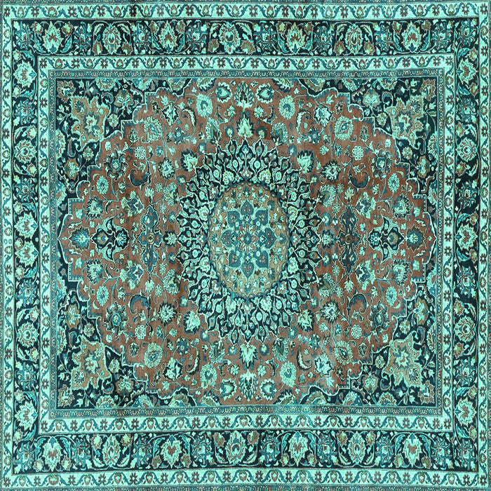 Square Persian Turquoise Traditional Rug, tr3961turq