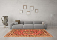 Machine Washable Persian Orange Traditional Rug, wshtr3961org