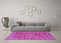 Machine Washable Persian Pink Traditional Rug, wshtr3961pnk