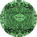 Round Persian Emerald Green Traditional Rug, tr3962emgrn