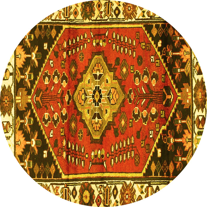 Round Persian Yellow Traditional Rug, tr3962yw