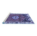 Sideview of Machine Washable Persian Blue Traditional Rug, wshtr3962blu