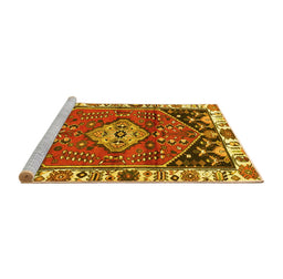 Sideview of Machine Washable Persian Yellow Traditional Rug, wshtr3962yw
