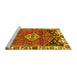 Sideview of Machine Washable Persian Yellow Traditional Rug, wshtr3962yw