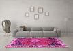 Machine Washable Persian Pink Traditional Rug in a Living Room, wshtr3962pnk