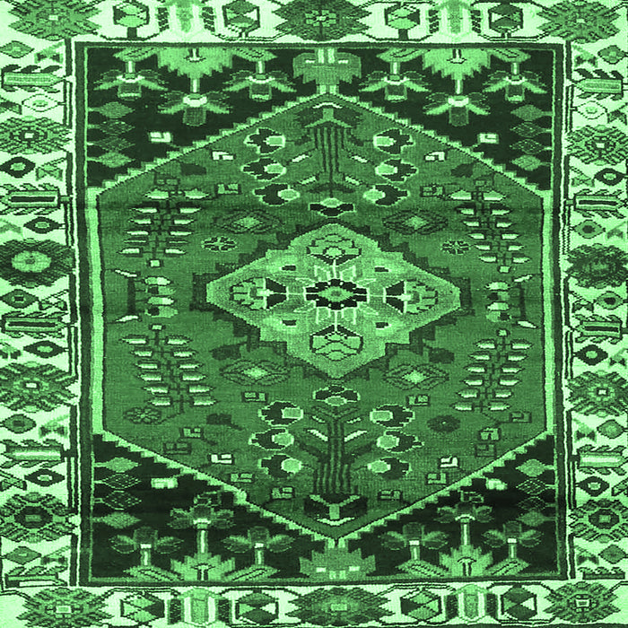 Square Persian Emerald Green Traditional Rug, tr3962emgrn