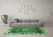 Machine Washable Persian Emerald Green Traditional Area Rugs in a Living Room,, wshtr3962emgrn