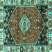 Square Machine Washable Persian Turquoise Traditional Area Rugs, wshtr3962turq