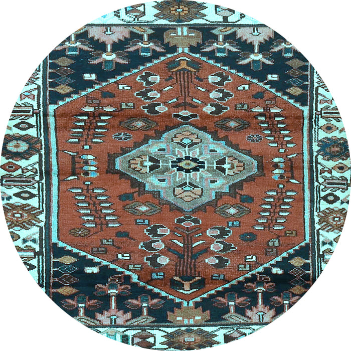 Round Persian Light Blue Traditional Rug, tr3962lblu