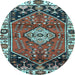 Round Persian Light Blue Traditional Rug, tr3962lblu