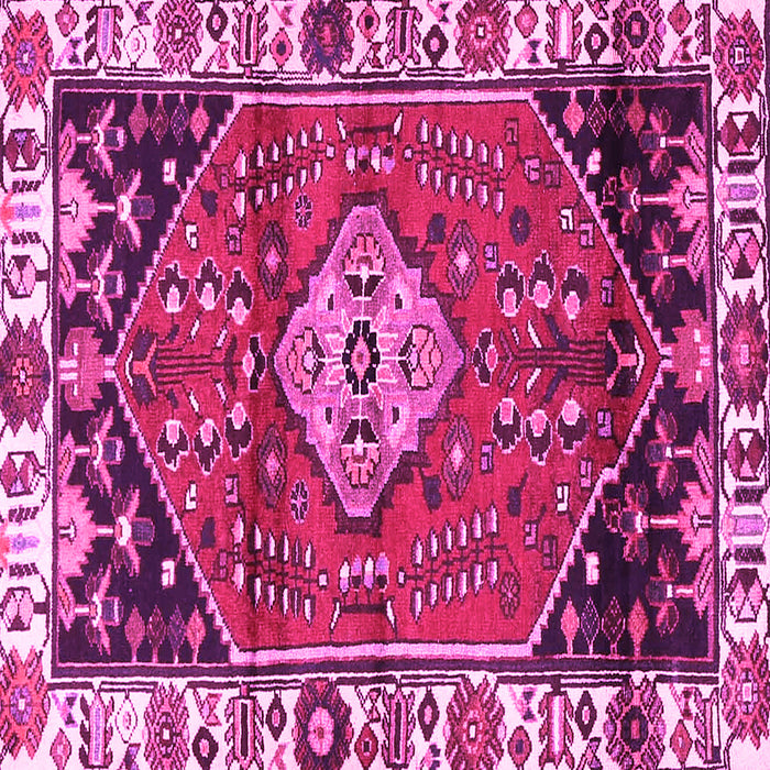 Square Machine Washable Persian Pink Traditional Rug, wshtr3962pnk