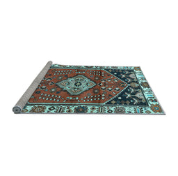 Sideview of Machine Washable Persian Light Blue Traditional Rug, wshtr3962lblu