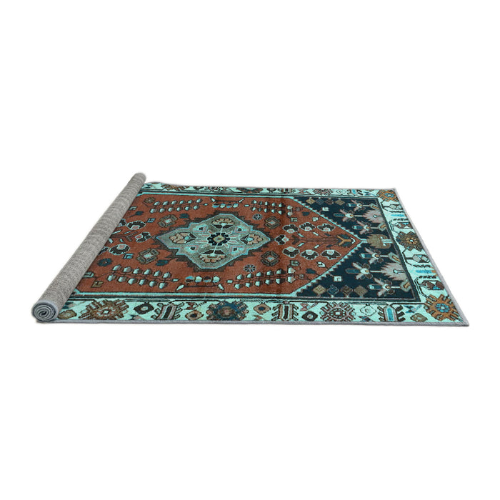 Sideview of Machine Washable Persian Light Blue Traditional Rug, wshtr3962lblu