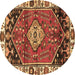 Round Persian Brown Traditional Rug, tr3962brn