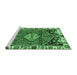 Sideview of Machine Washable Persian Emerald Green Traditional Area Rugs, wshtr3962emgrn