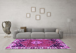 Machine Washable Persian Purple Traditional Area Rugs in a Living Room, wshtr3962pur