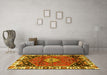 Machine Washable Persian Yellow Traditional Rug in a Living Room, wshtr3962yw