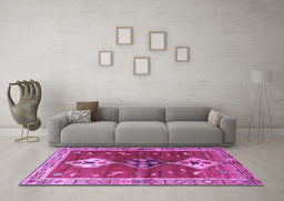 Machine Washable Persian Purple Traditional Area Rugs in a Living Room, wshtr3963pur