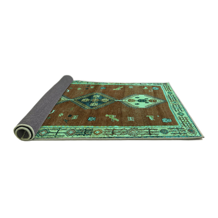 Sideview of Persian Turquoise Traditional Rug, tr3963turq